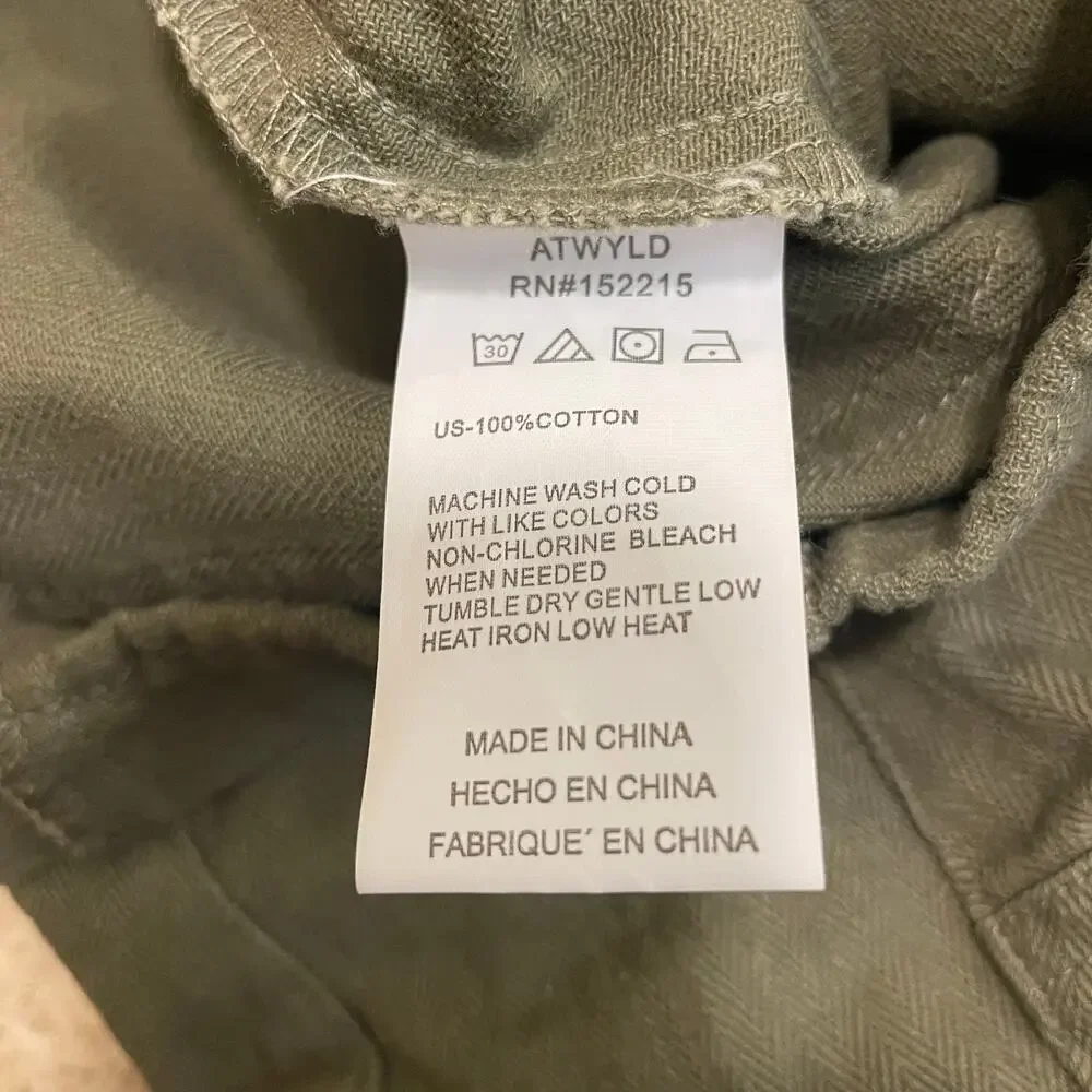 Atwyld Jumpsuit Olive Green | No Service Cotton Utility Romper Large NWT